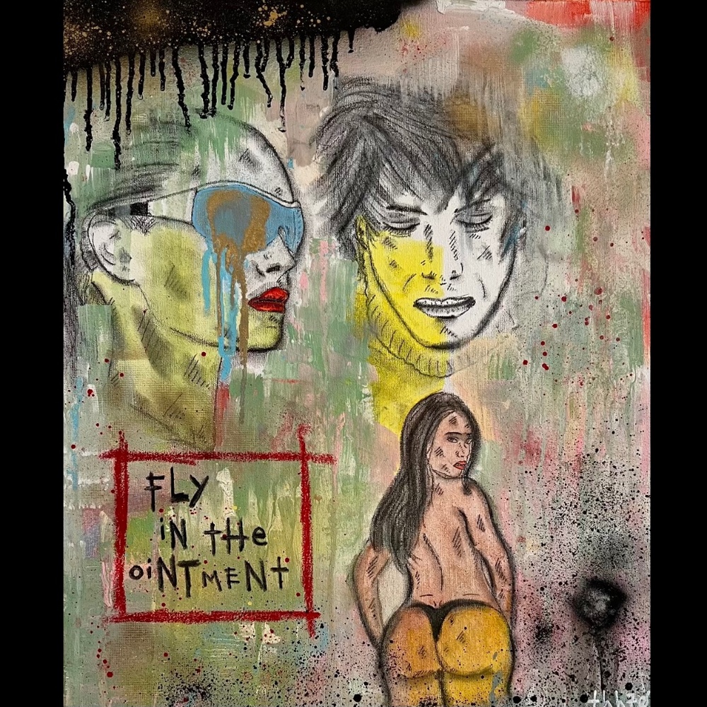 THH70 ORIGINAL PAINTING ART ARTIST GRAFFITI URBAN CONTEMPORARY MIXED MEDIA BOOTY